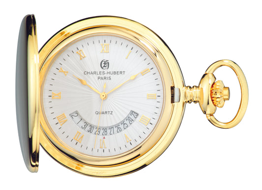 Charles-Hubert Gold-Plated Full Hunter Quartz Pocket Watch 3900-G