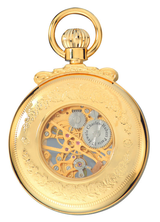 Charles-Hubert Gold-Plated Open Face Mechanical Pocket Watch 3903-G