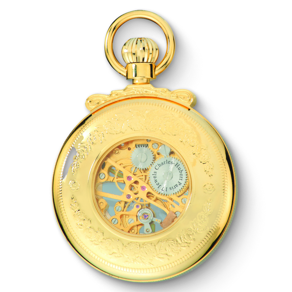 Charles Hubert Gold-Plated Open Face Mechanical Pocket Watch 3903-G