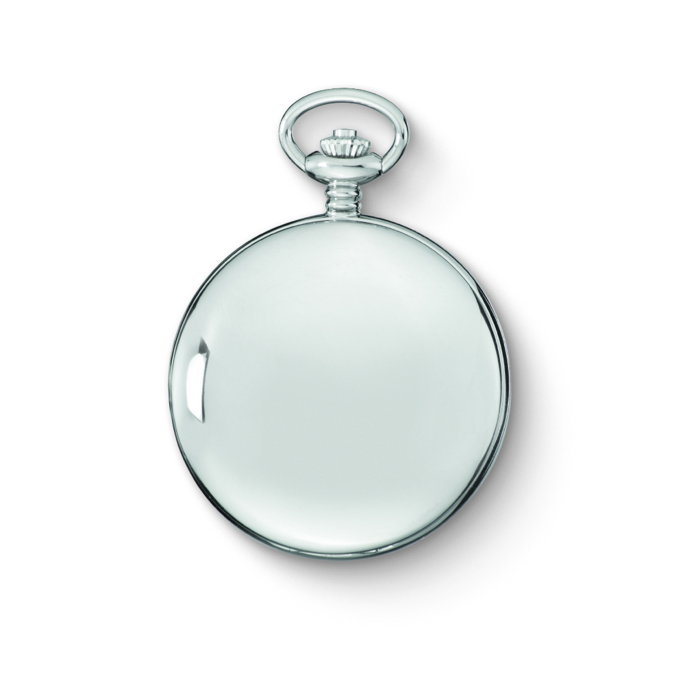 Charles Hubert Stainless Steel Polished Finish Double Full Hunter Mechanical Pocket Watch 3904-W