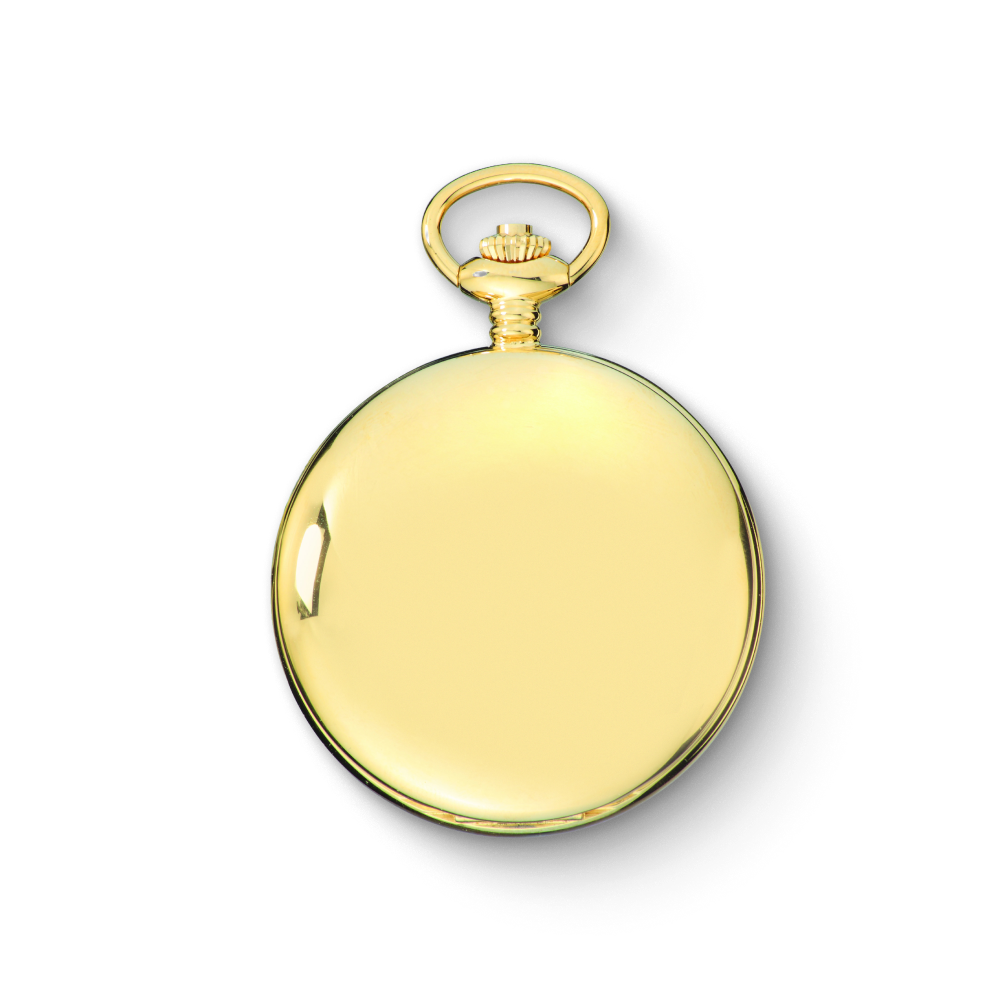 Charles Hubert Gold-Plated Stainless Steel Polished Finish Double Full Hunter Mechanical Pocket Watch 3907-GR