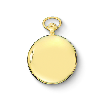 Charles Hubert Gold-Plated Stainless Steel Polished Finish Double Full Hunter Mechanical Pocket Watch 3907-GR