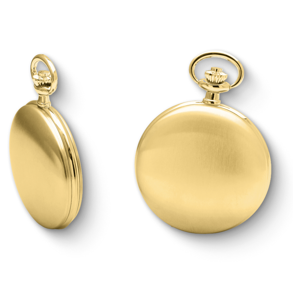 Charles Hubert Gold Plated Brushed Finish Full Hunter Quartz Pocket Watch 3974-G