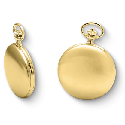 Charles Hubert Gold Plated Brushed Finish Full Hunter Quartz Pocket Watch 3974-G