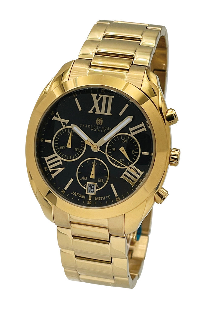 Charles Hubert Gold-Plated Stainless Steel Chronograph Quartz Watch 4034-B