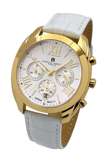 Charles Hubert Gold-Plated Stainless Steel Chronograph Quartz Watch 4035-W