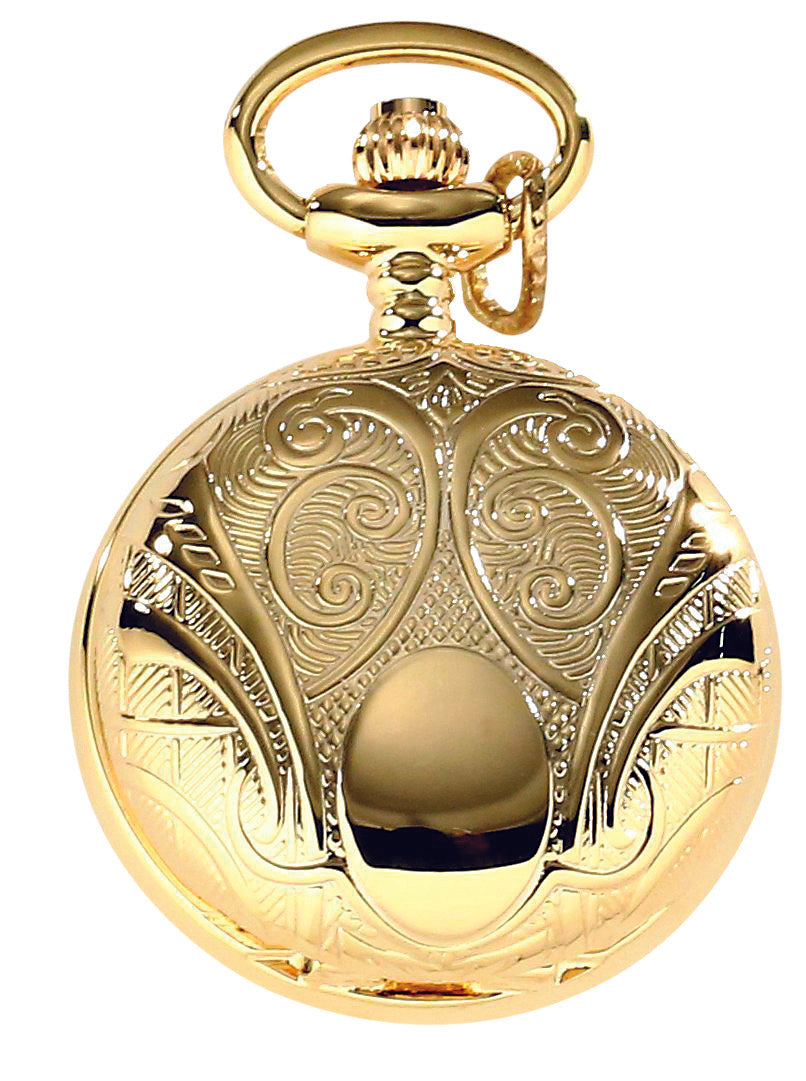 Charles Hubert Gold-Plated Full Hunter Quartz Pendant Watch 6818