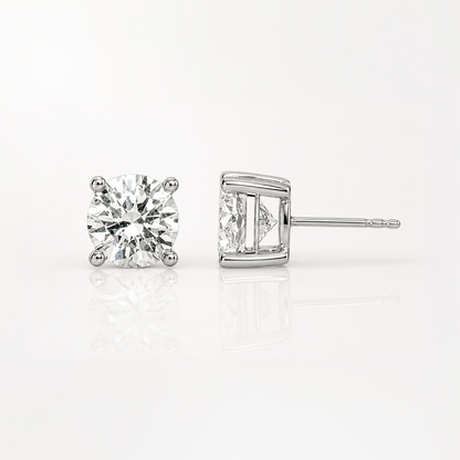 True Origin Lab Grown Diamond VS+ F+ Princess Four Prong Heavy Weight Complete Stud Earrings