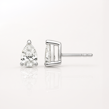 True Origin Lab Grown Diamond VS+ F+ Pear Four Prong Heavy Weight Complete Stud Earrings