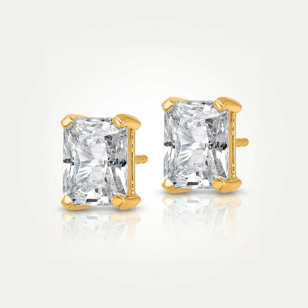 True Origin Lab Grown Diamond VS+ F+ Radiant Four Prong Heavy Weight Complete Stud Earrings