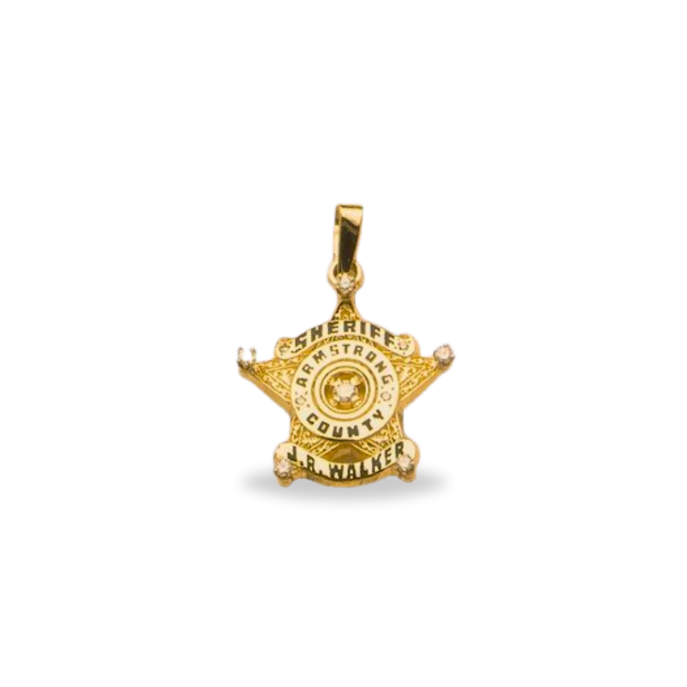 Armstrong County Sheriff Dept Small Badge Star Pendant With Diamond - Gold