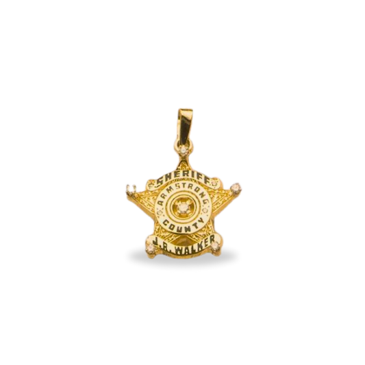Armstrong County Sheriff Dept Small Badge Star Pendant With Diamond - Gold