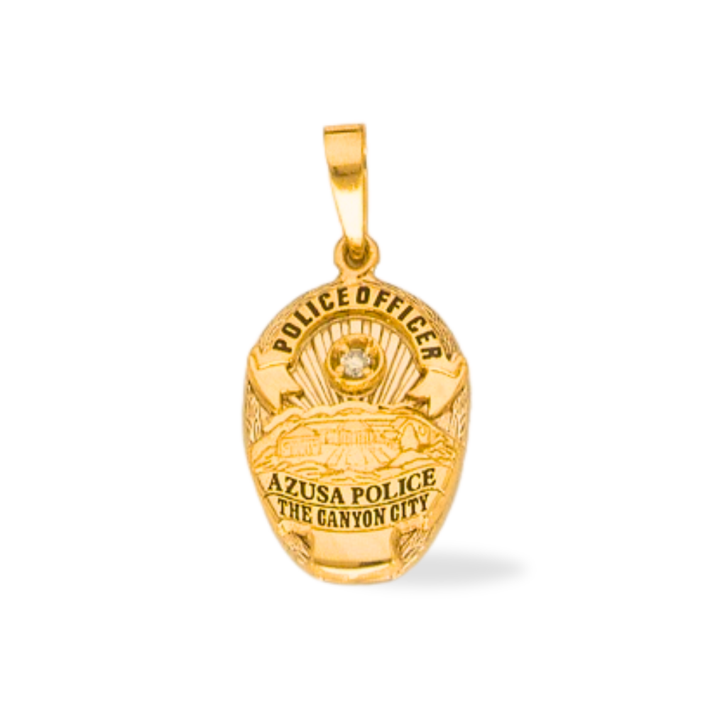 Azusa Police Department Medium Badge Pendant - Gold & Two Tone