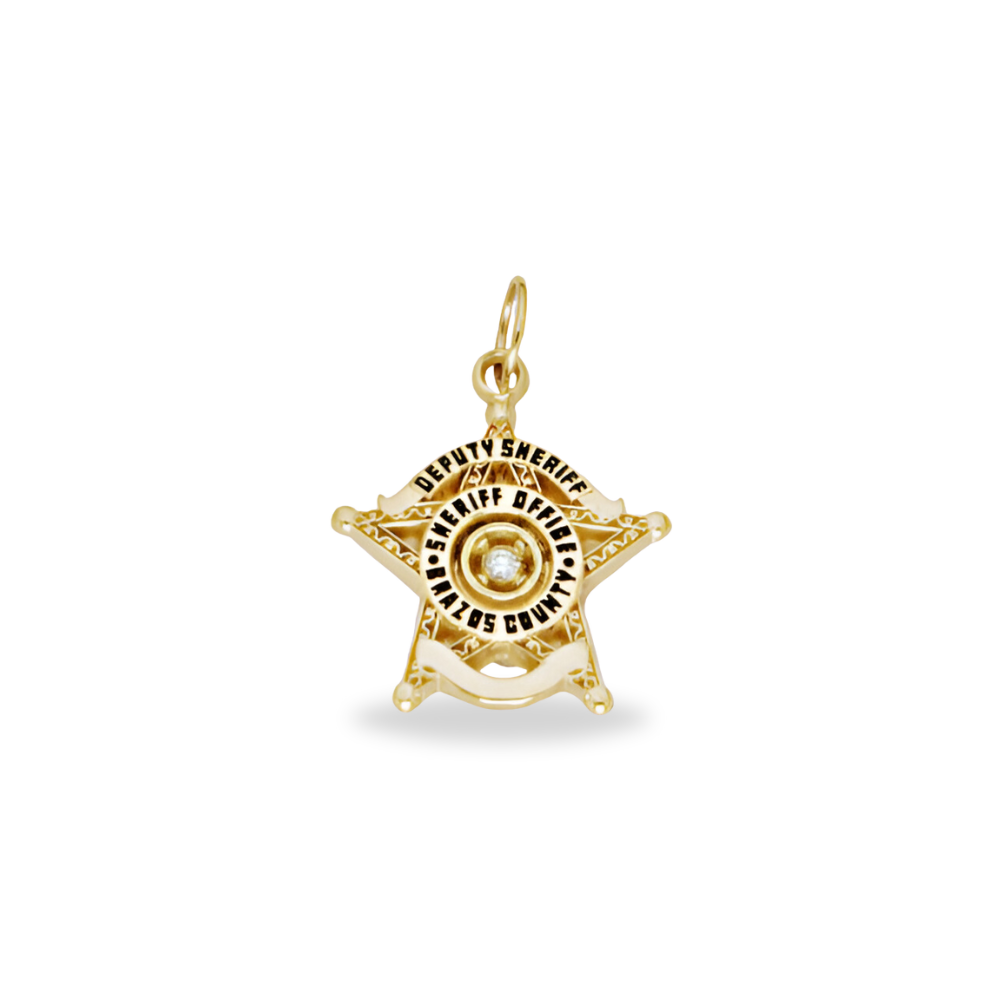 Mesquite Police Department Badge Pendant w/onyx & Diamond - Gold