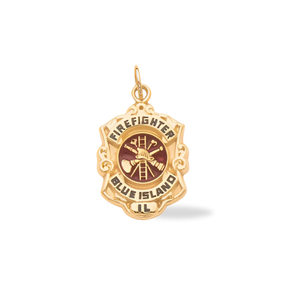 Blue-Island Fire Department Badge Pendant