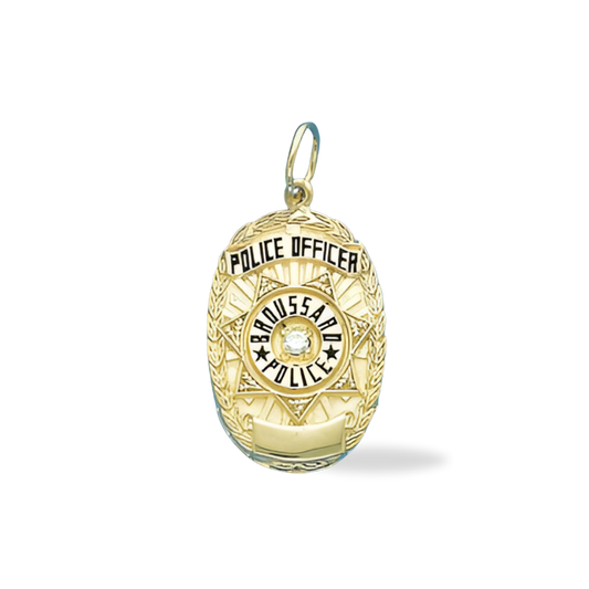Broussaro Police Department Small Badge Pendant - Gold