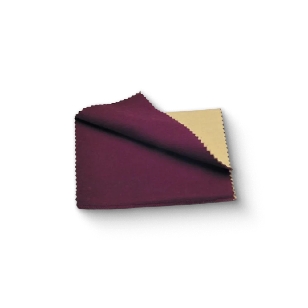 Brilliant Jewelry Rouge Polishing Cloth featuring a soft, dual-colored cloth with a deep purple side and a beige side, ideal for cleaning and polishing fine jewelry.
