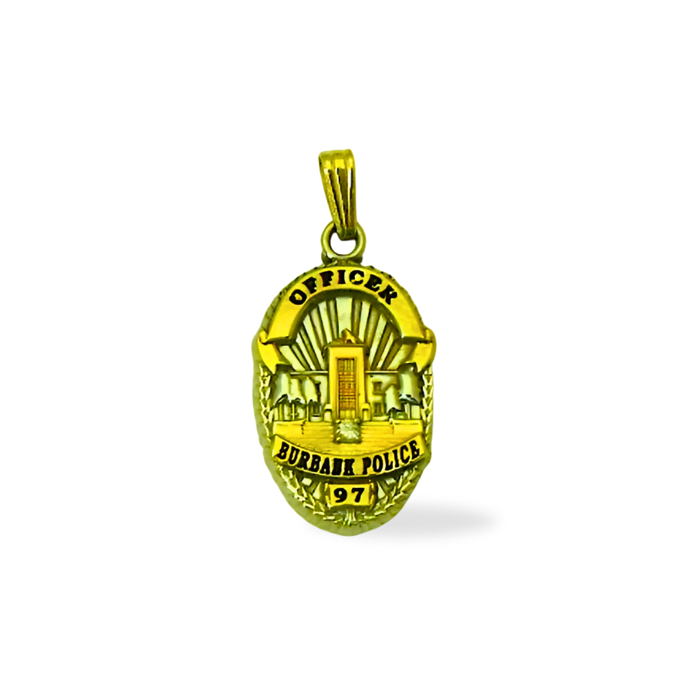 Burbank Police Department Med Badge Pendant - Gold & Two Tone