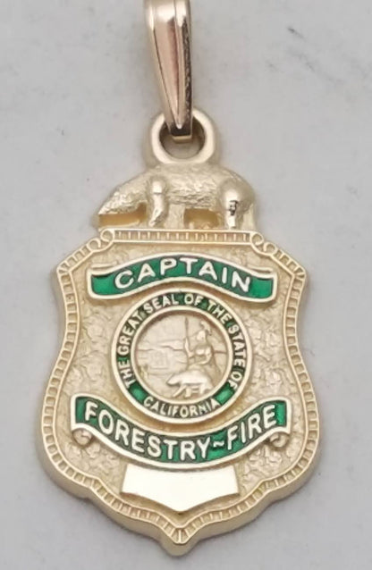 California Forestry Fire Department Badge Pendant