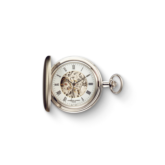 Charles-Hubert Brushed Finish Full Hunter Mechanical Pocket Watch 3789-W