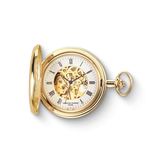 Charles Hubert Gold-Plated Full Hunter Mechanical Pocket Watch 3909-G
