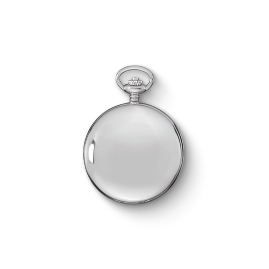 Charles Hubert Stainless Steel Polished Finish Full Hunter Mechanical Pocket Watch 3905-W