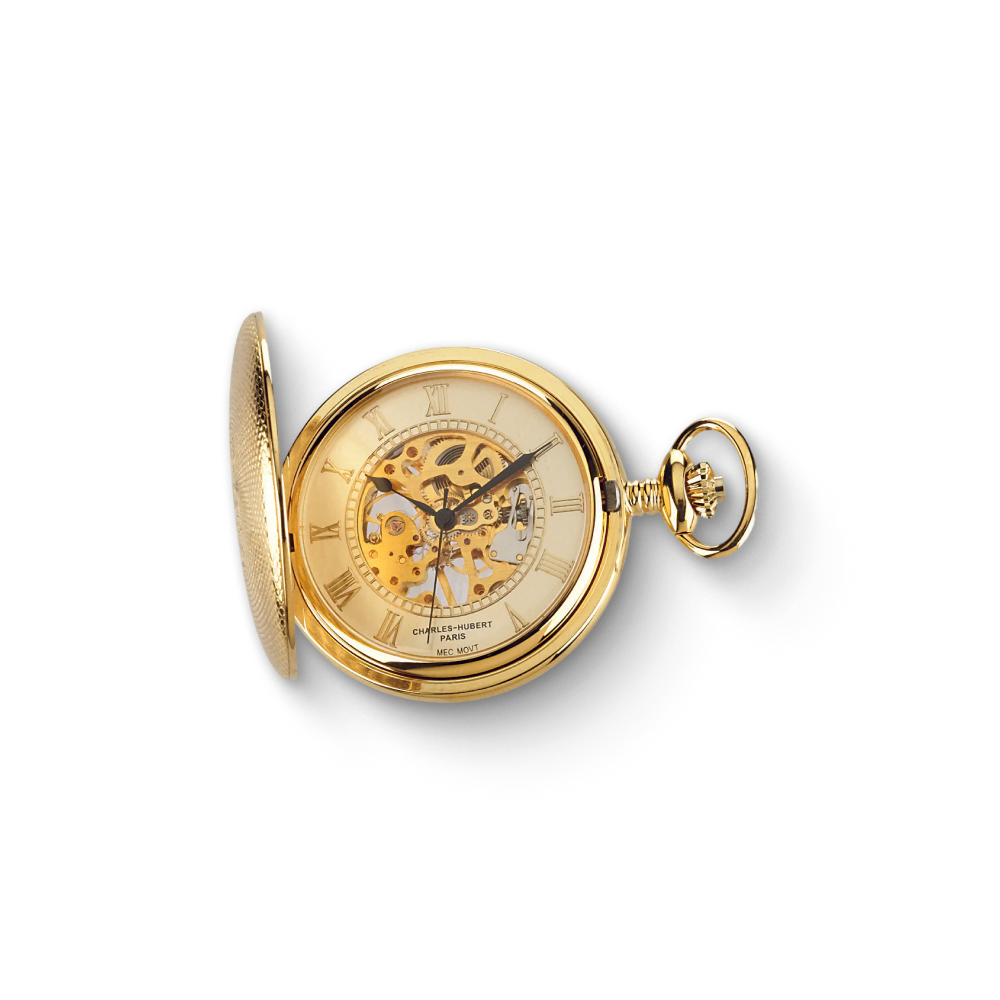Charles Hubert Gold-Plated Full Hunter Mechanical Pocket Watch 3861-G