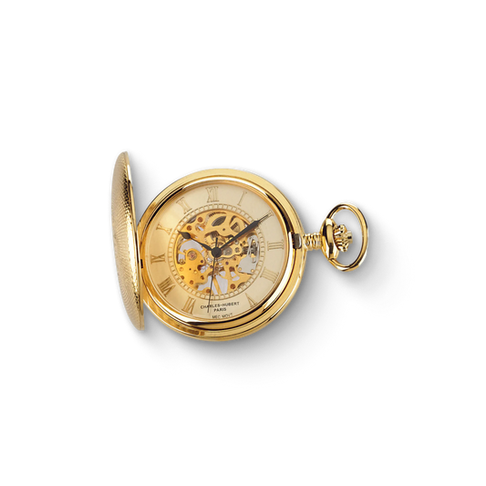 Charles Hubert Gold-Plated Full Hunter Mechanical Pocket Watch 3861-G