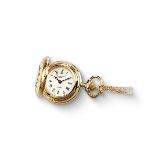 Charles Hubert Gold-Plated Half Hunter Quartz Pendant Watch 6764