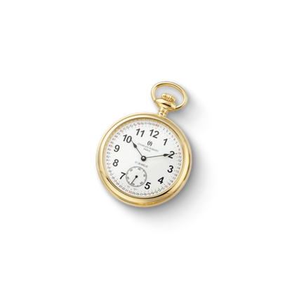 Charles Hubert Gold-Plated Stainless Steel Open Face Mechanical Pocket Watch