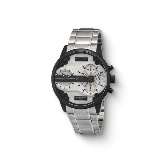 Charles Hubert Stainless Steel Dual Time Chronograph Quartz Watch 4008-W