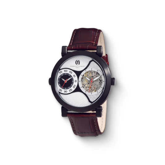 Charles Hubert Stainless Steel Dual Time Mechanical and Quartz Watch 3966-B