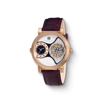 Charles Hubert Stainless Steel Dual Time Mechanical and Quartz Watch