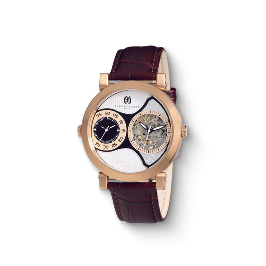 Charles Hubert Stainless Steel Dual Time Mechanical and Quartz Watch 3966-RG