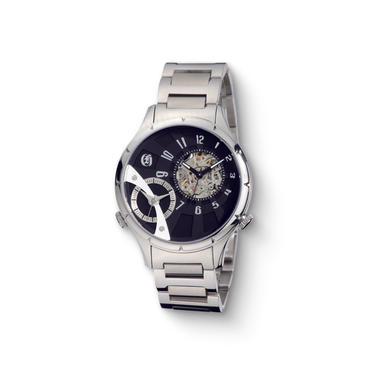 Charles Hubert Stainless Steel Dual Time Mechanical and Quartz Watch 3967-W