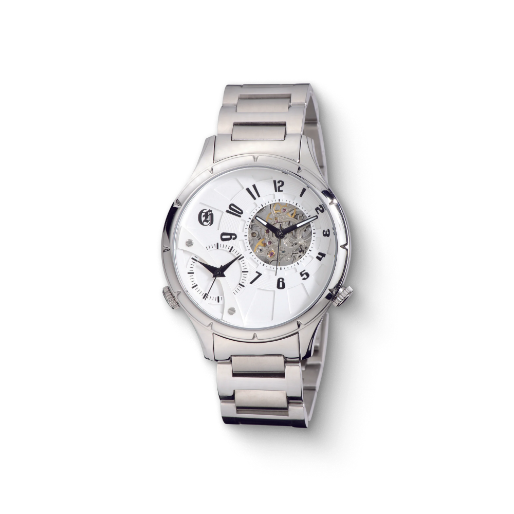 Charles Hubert Stainless Steel Dual Time Mechanical and Quartz Watch