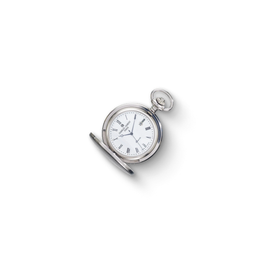 Charles Hubert Stainless Steel Full Hunter Quartz Pocket Watch 3599-W