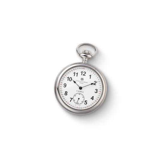 Charles Hubert Stainless Steel Open Face Mechanical Pocket Watch 3756-WRR