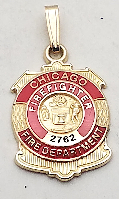 Chicago Fire Department Badge Pendant With Seal