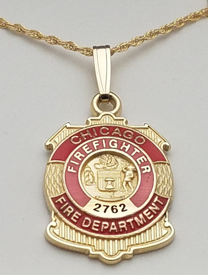 Chicago Fire Department Badge Pendant With Seal