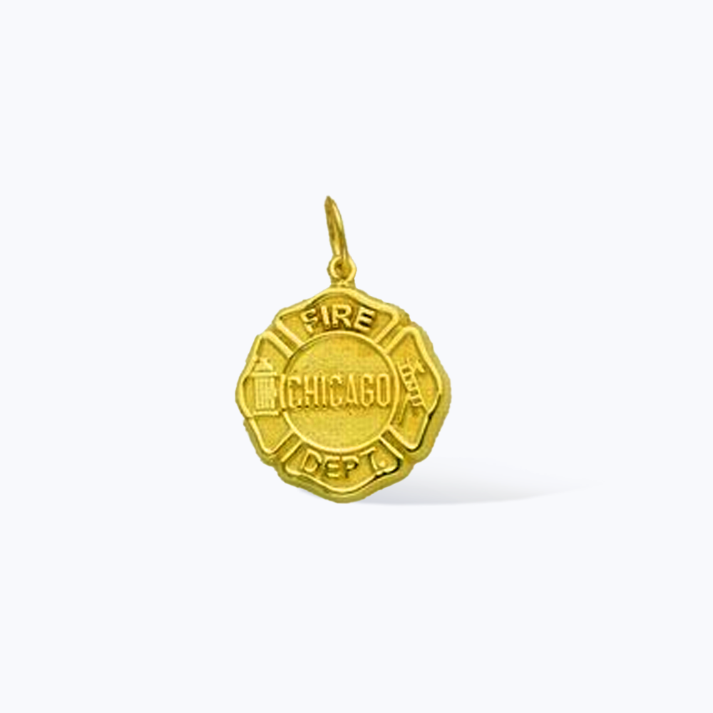 Dolton Police Department 7/8" Medium Badge 14kt Gold Pendant
