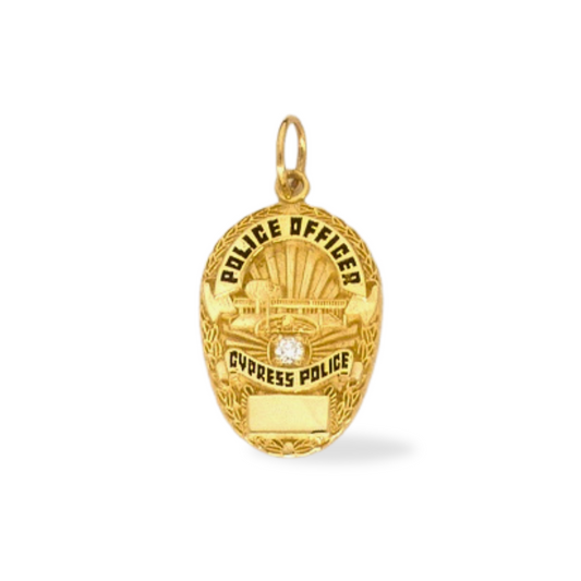 Cypress Police Department Medium Badge Pendant - Gold