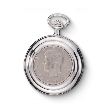 Charles Hubert Full Hunter Half Dollar Coin Quartz Pocket Watch DWA055