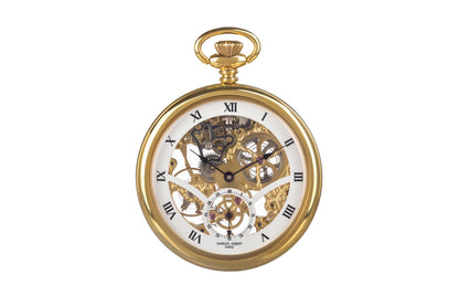 Charles-Hubert Gold-Plated Stainless Steel Open Face Mechanical Pocket Watch DWA056