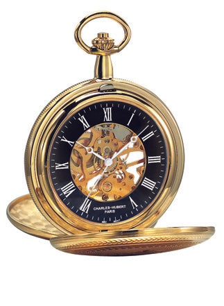 Charles-Hubert Gold-Plated Double Full Hunter Mechanical Pocket Watch DWA066