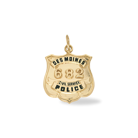 Des Moines Police Department Medium Badge Pendant - Gold