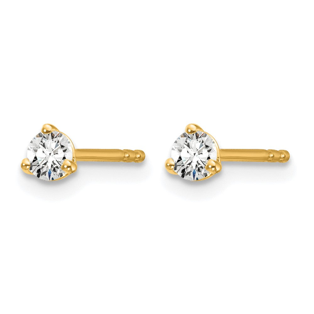 Lab Grown Diamond VS+ F+ Round Complete Three Prong Stud Earrings