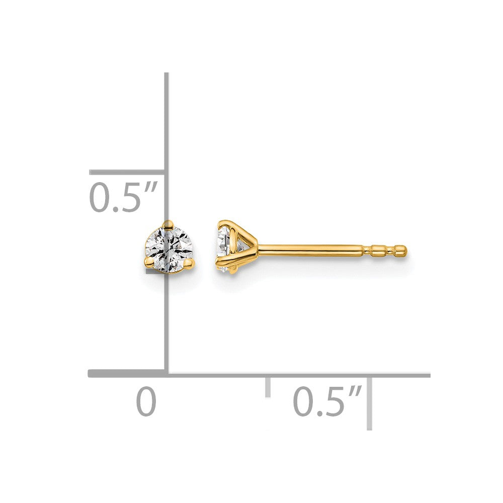 Lab Grown Diamond VS+ F+ Round Complete Three Prong Stud Earrings