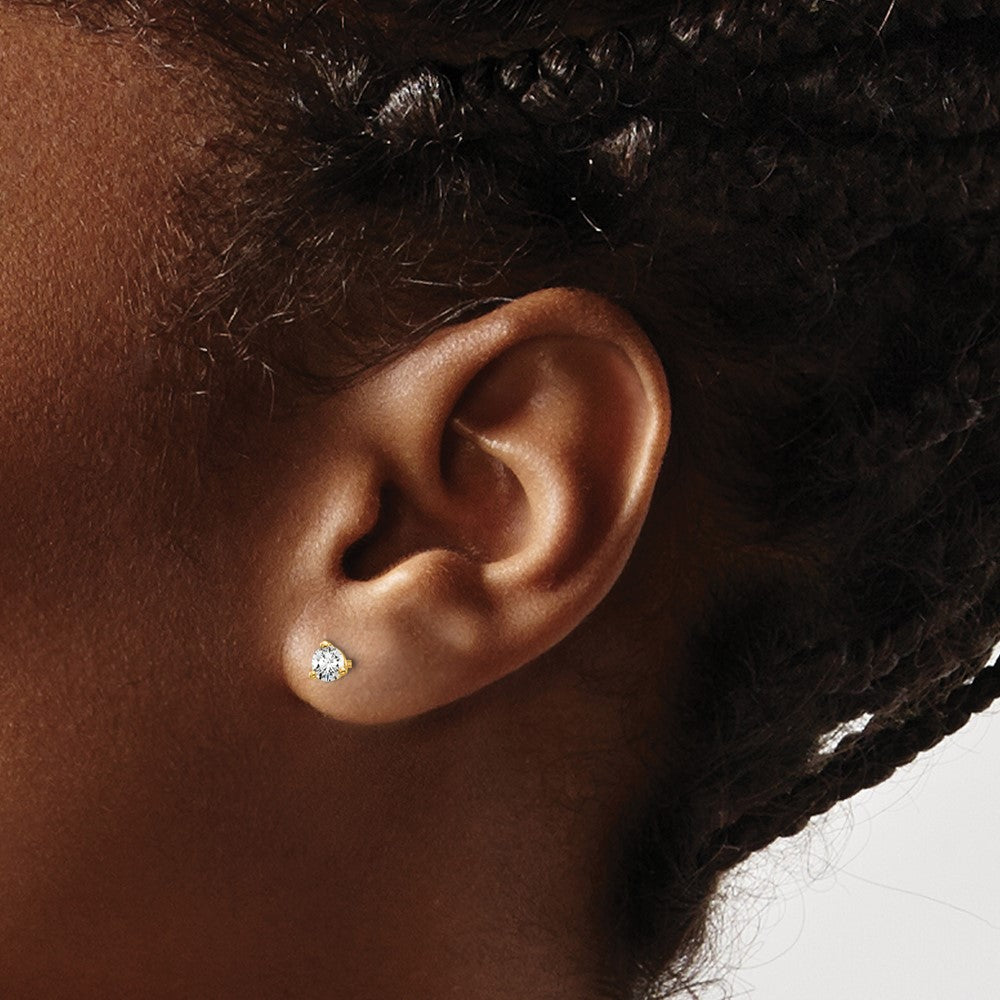 Lab Grown Diamond VS+ F+ Round Complete Three Prong Stud Earrings