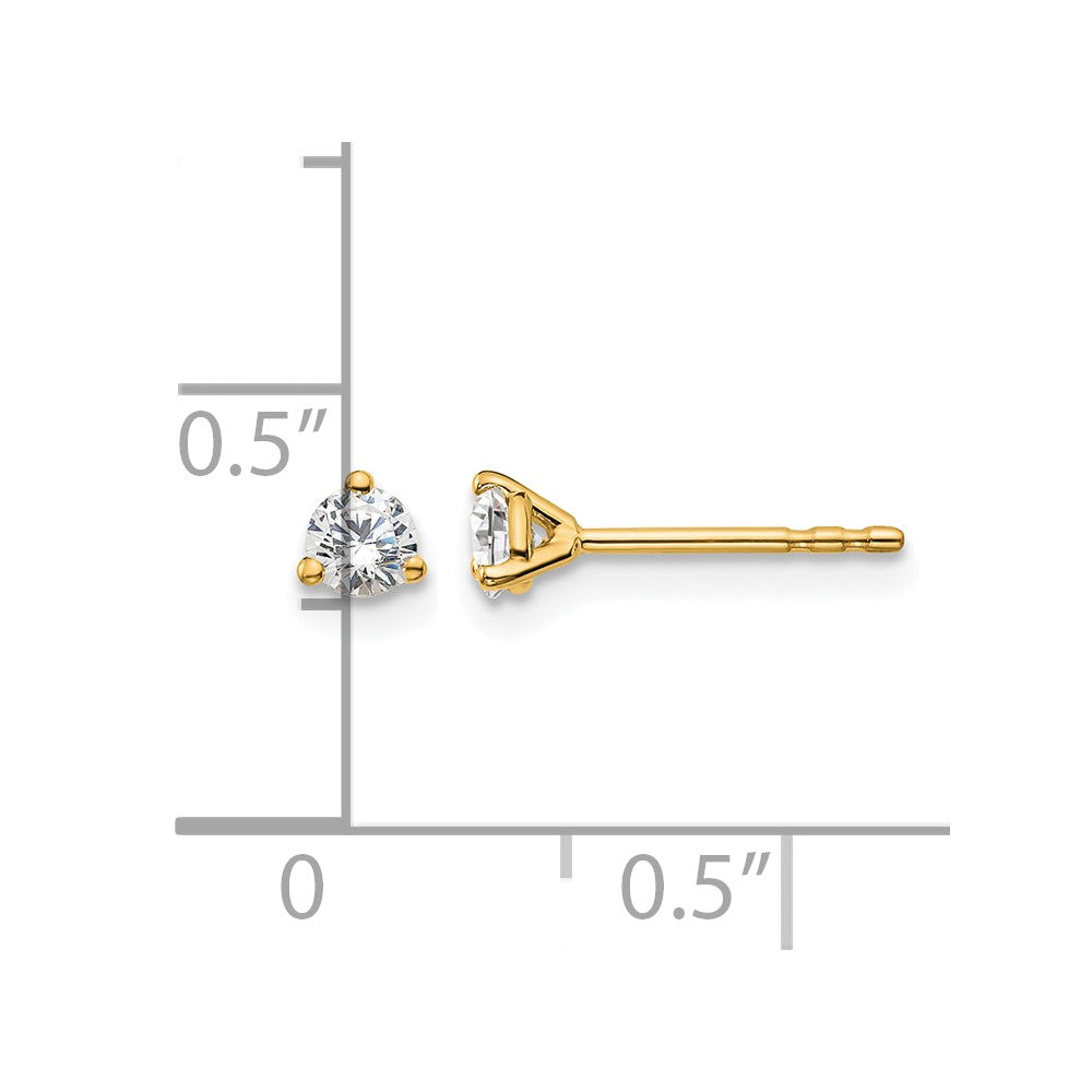Lab Grown Diamond VS+ F+ Round Complete Three Prong Stud Earrings